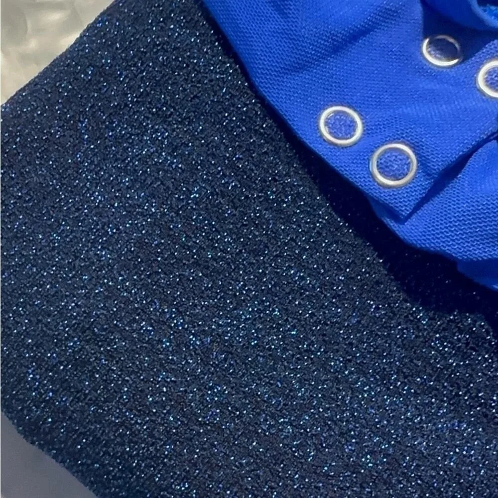 Double Platinum Royal Blue Mesh Long Sleeve Leotard Dance Gymnastics NWT‎ AXS